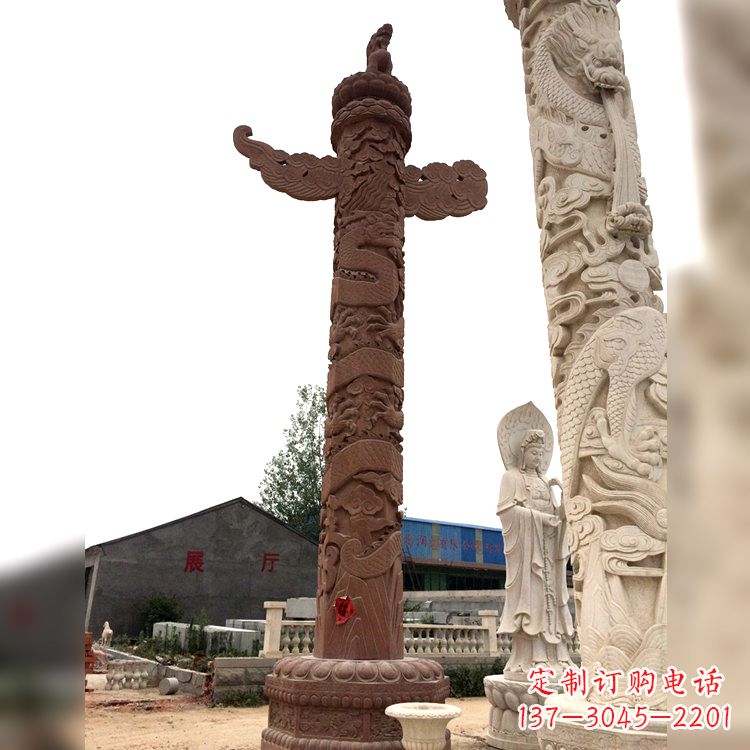 湖北晚霞红华表石柱