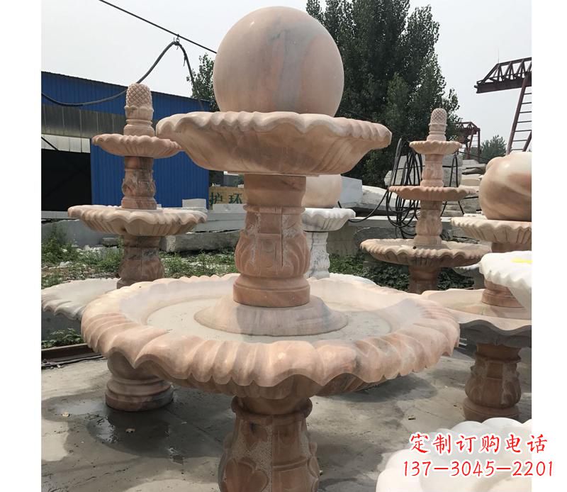 湖北晚霞红景观风水球雕塑
