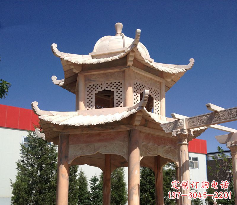 湖北晚霞红景观凉亭雕塑