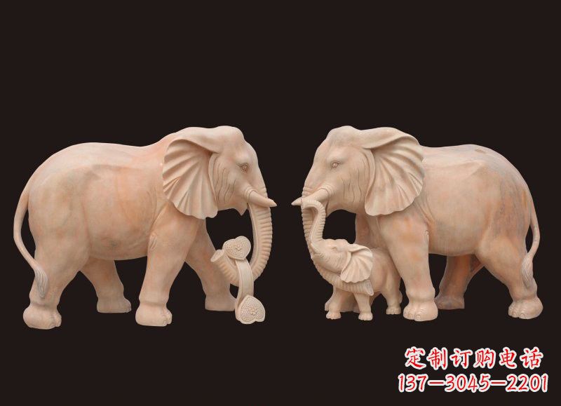 湖北晚霞红母子大象雕塑