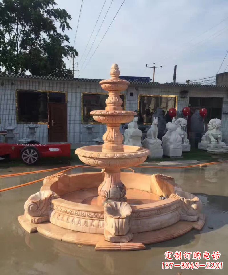 湖北晚霞红欧式流水喷泉