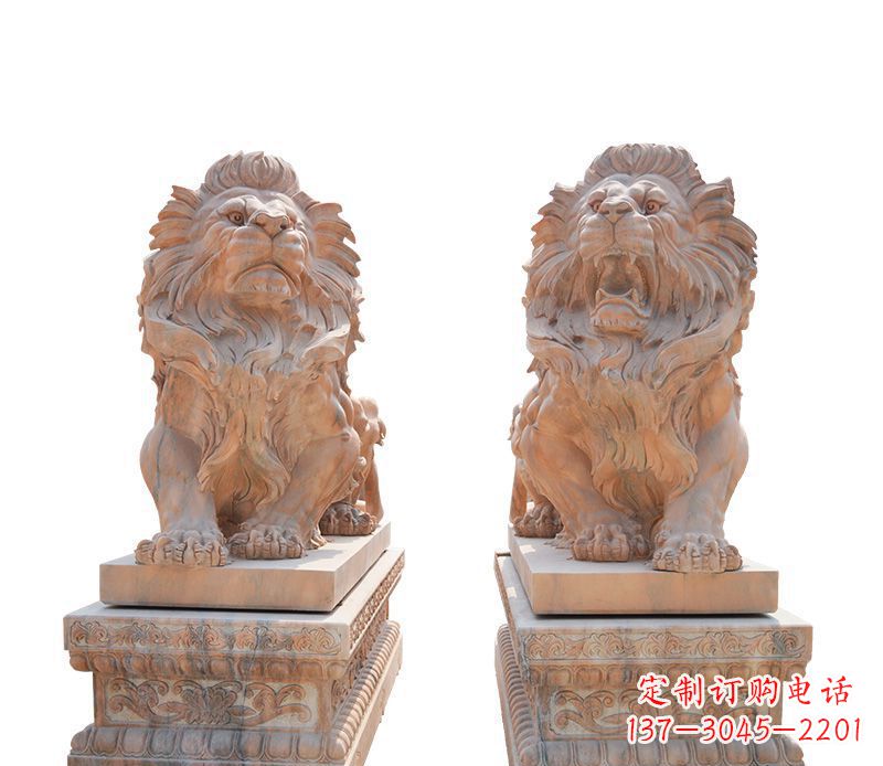 湖北晚霞红欧式狮子雕塑