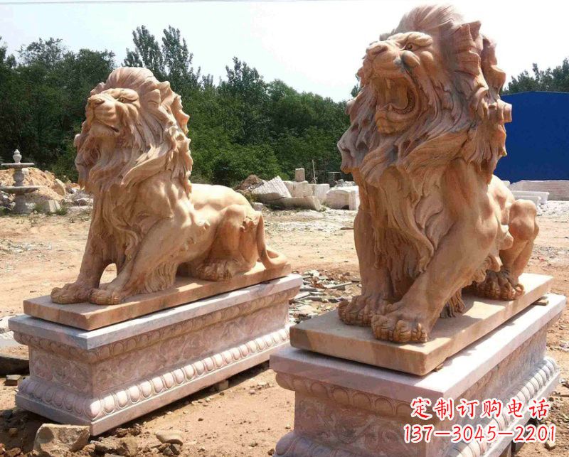 湖北晚霞红欧式狮子雕塑222