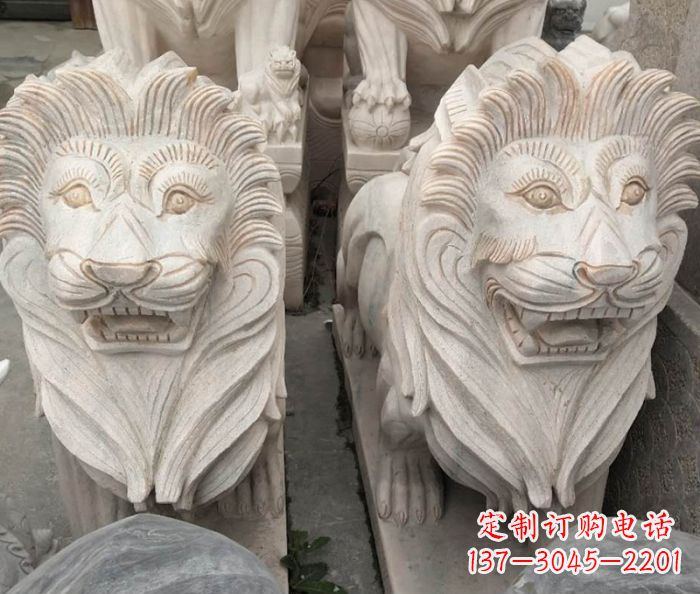 湖北晚霞红欧式狮子石雕 (2)