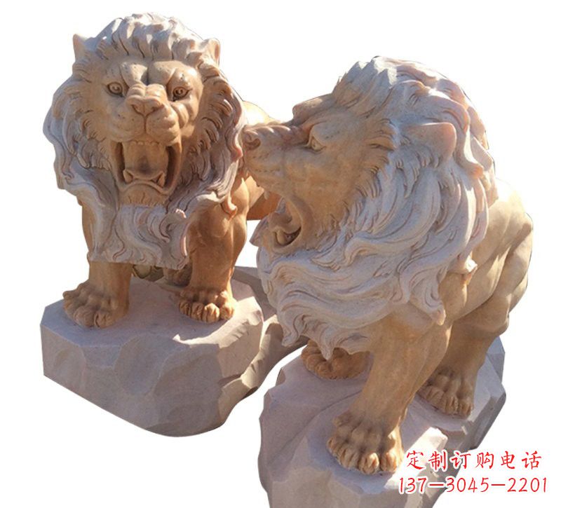 湖北晚霞红欧式西洋狮子雕塑