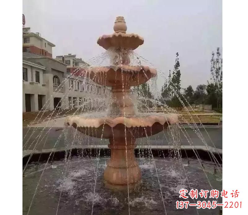 湖北晚霞红喷泉雕塑