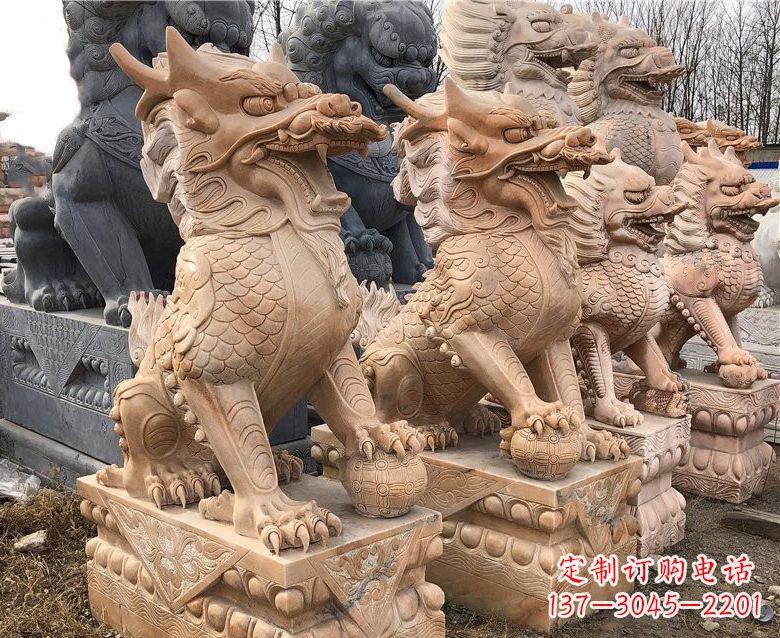 湖北晚霞红麒麟石雕 (2)