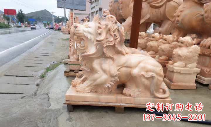 湖北晚霞红狮子雕塑