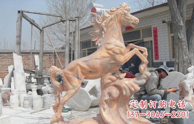 湖北晚霞红踏浪奔马石雕222
