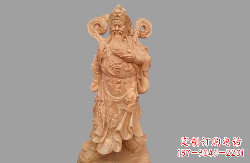 湖北晚霞红武财神关公雕像