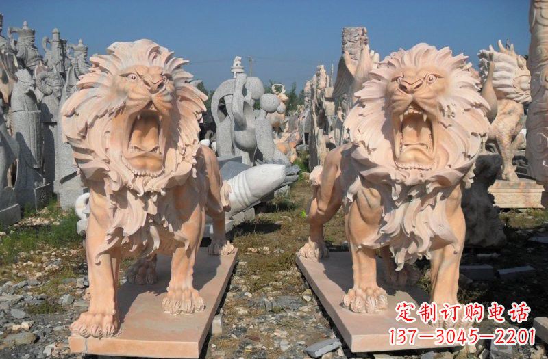 湖北晚霞红西洋狮子雕塑