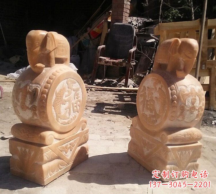 湖北晚霞红小象门墩