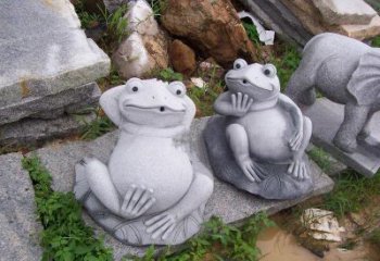 湖北别具一格的青石青蛙喷水雕塑