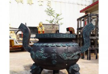 湖北精美青铜寺庙广场香炉雕塑