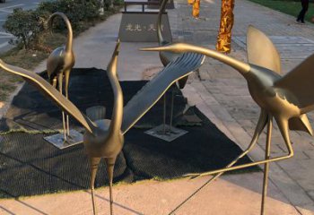 湖北上海不锈钢动物鹤雕塑，精美绝伦