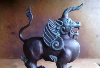 湖北传承中国神兽文化的独角兽铜雕塑