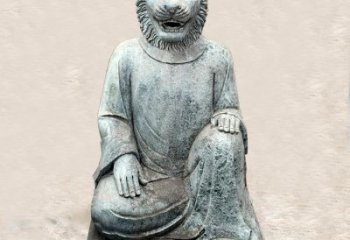 湖北中领雕塑：生肖虎-兽首人身石雕精品