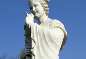 湖北十二花神之三月桃花息夫人汉白玉精美美女雕像