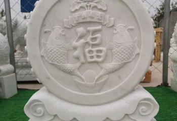湖北装饰福字图案的雕塑石门墩