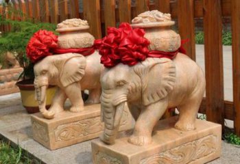 湖北把大象的能量带入家庭——石雕聚宝盆大象雕塑
