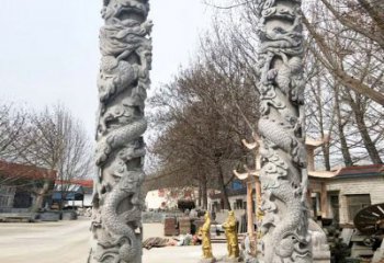 湖北中领雕塑传统工艺制作精美石雕盘龙柱