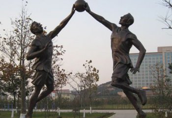 湖北铜雕打篮球人物