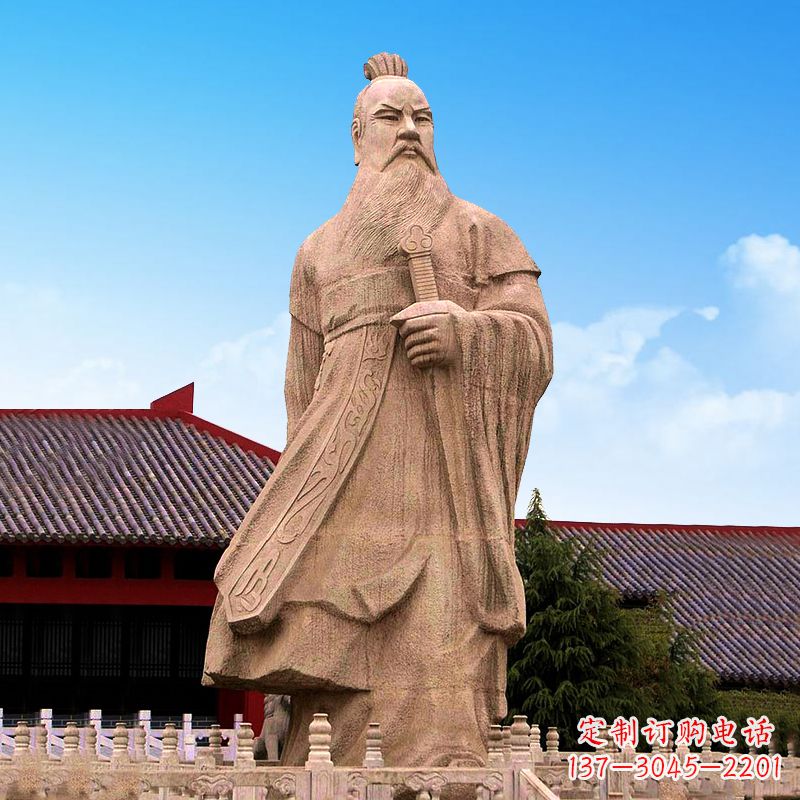 湖北魏武帝曹操砂岩石雕塑像