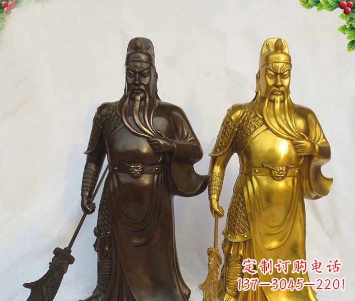 湖北武财神持刀关公铜雕 (2)
