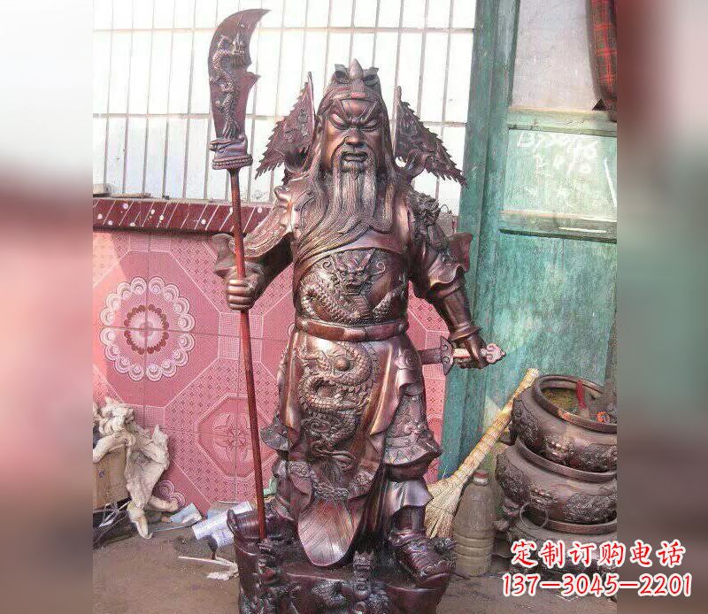 湖北武财神关公提刀铜雕