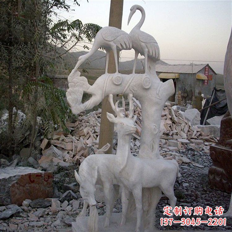 湖北仙鹤石雕景观摆件