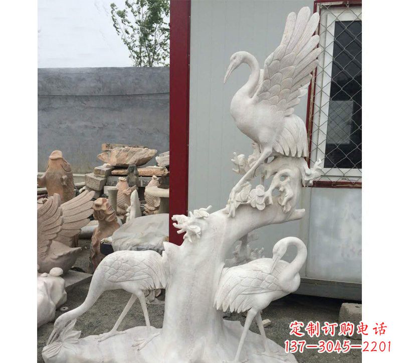 湖北仙鹤松树石雕