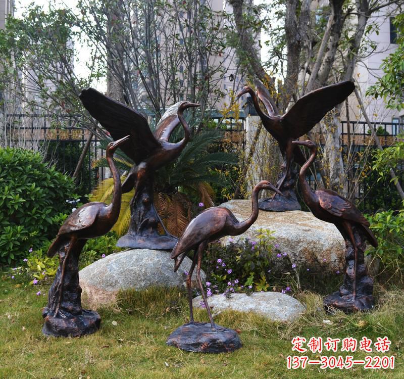 湖北仙鹤铜雕塑 (2)