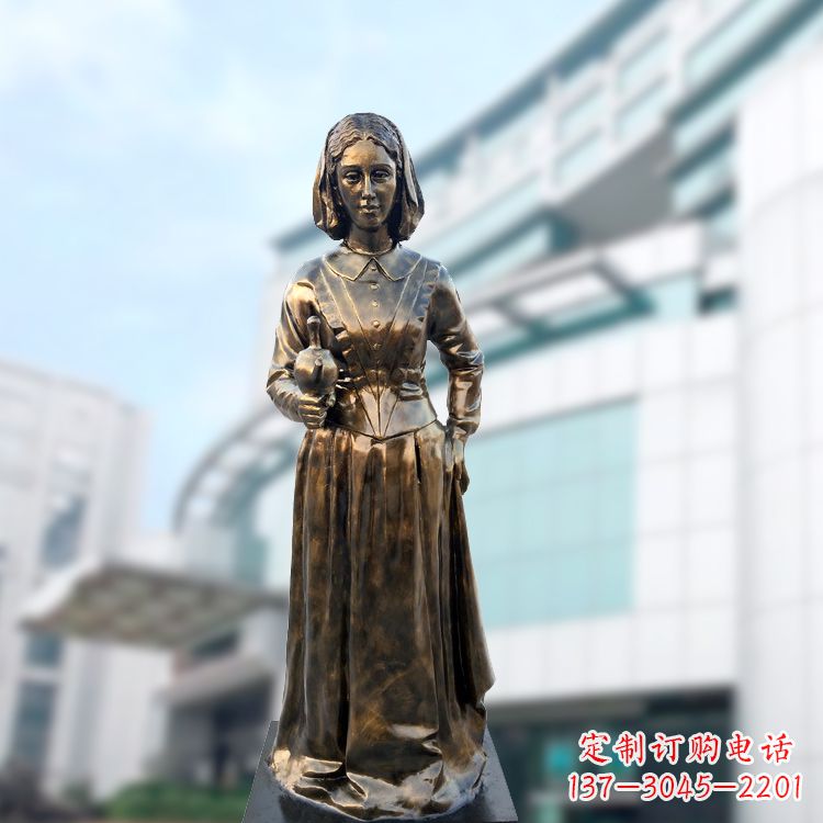 湖北现代护理教育奠基人南丁格尔玻璃钢仿铜雕像