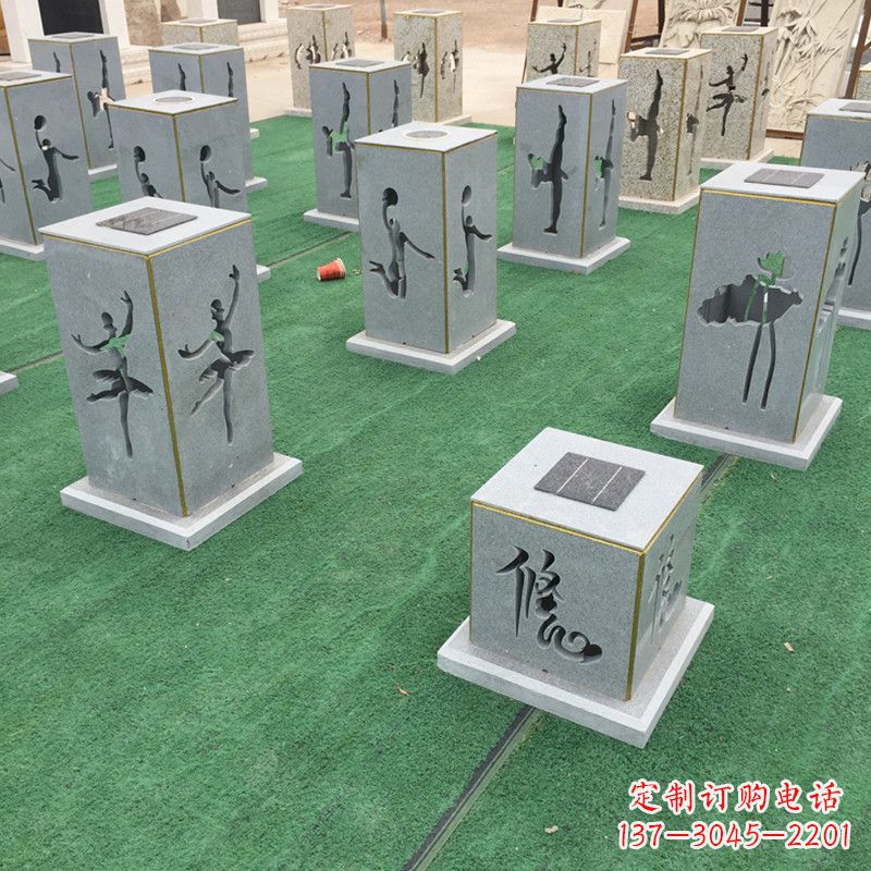 湖北现代镂花石灯