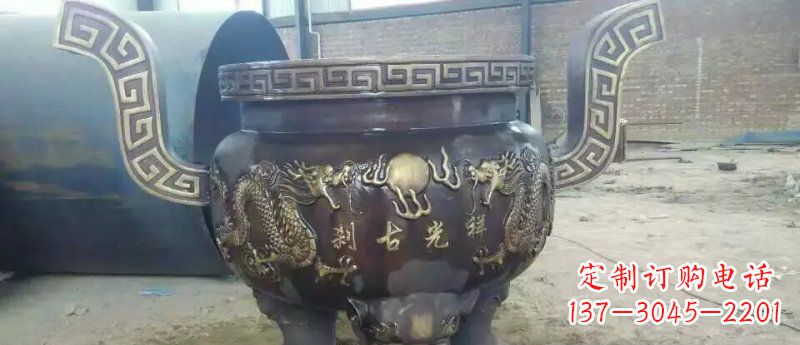湖北祥光古刹寺庙香炉铜雕