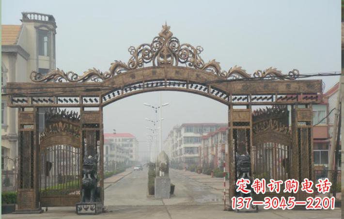 湖北小区不锈钢门口牌坊雕塑