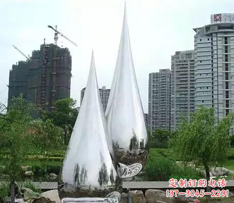 湖北小区不锈钢水滴雕塑