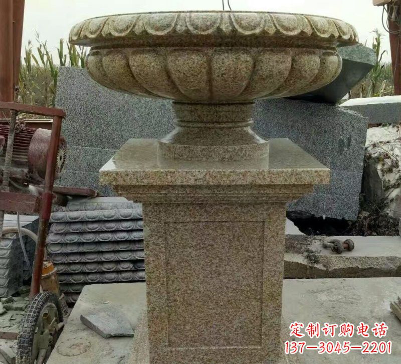 湖北小区花岗岩花盆雕塑