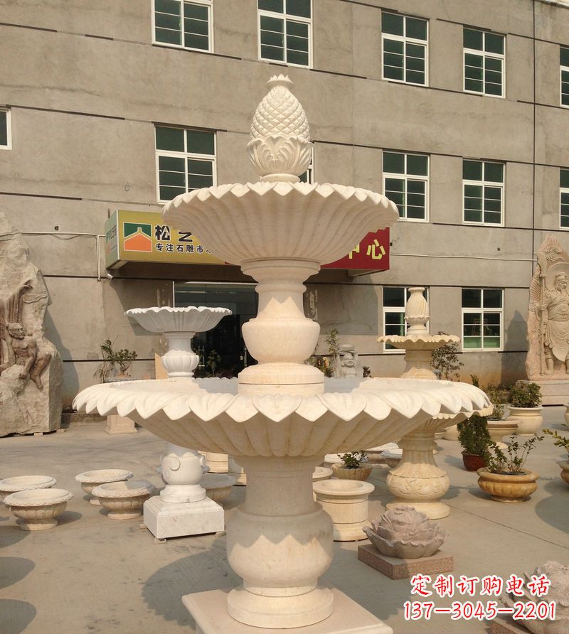 湖北小区景观菠萝式喷泉石雕