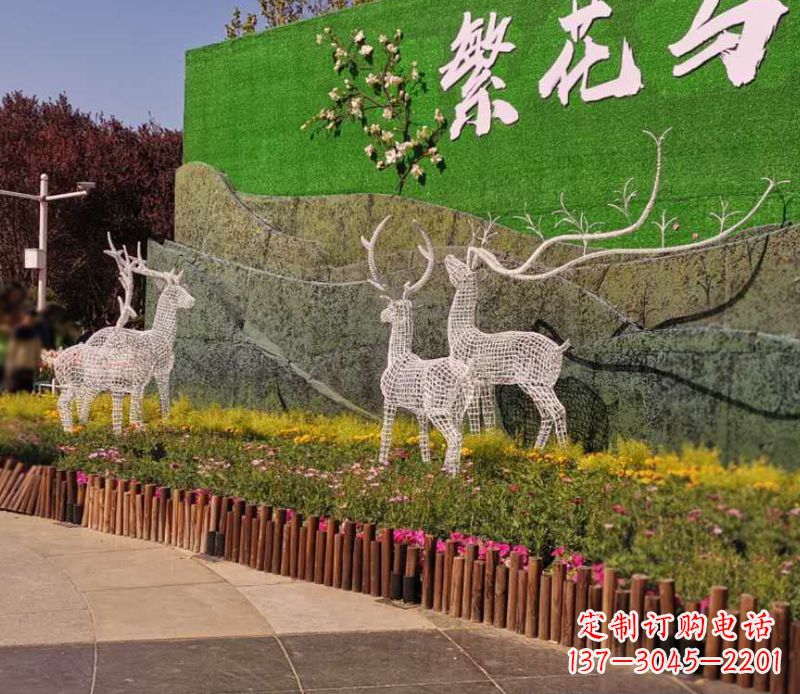 湖北小区景观不锈钢梅花鹿