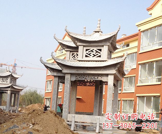 湖北小区景观大理石凉亭石雕
