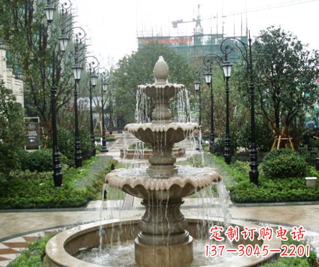 湖北小区景观大理石喷泉石雕 (4)