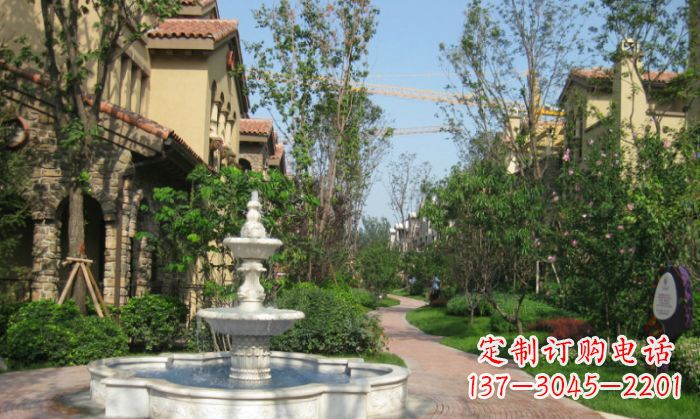 湖北小区景观大理石喷泉石雕 (5)