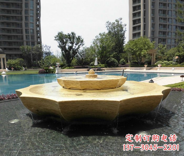 湖北小区景观大理石喷泉石雕 (6)