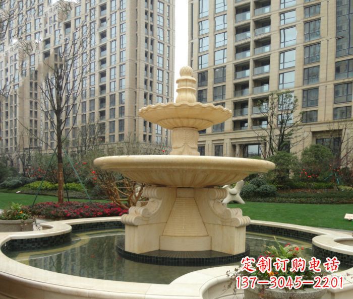 湖北小区景观大理石喷泉石雕 (8)