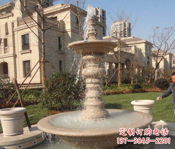 湖北小区景观多层喷泉石雕 (2)