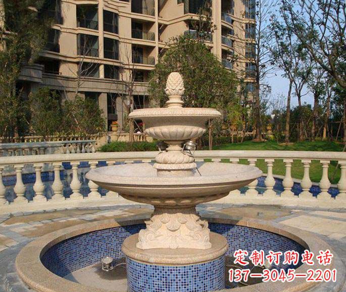 湖北小区景观多层喷泉石雕