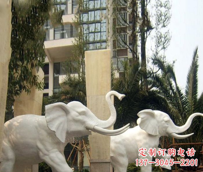 湖北小区景观汉白玉大象石雕