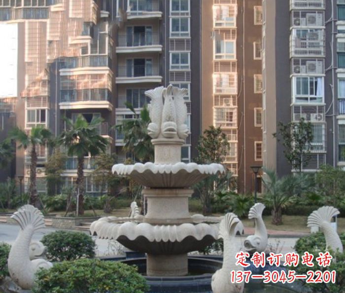 湖北小区景观鲤鱼喷泉石雕