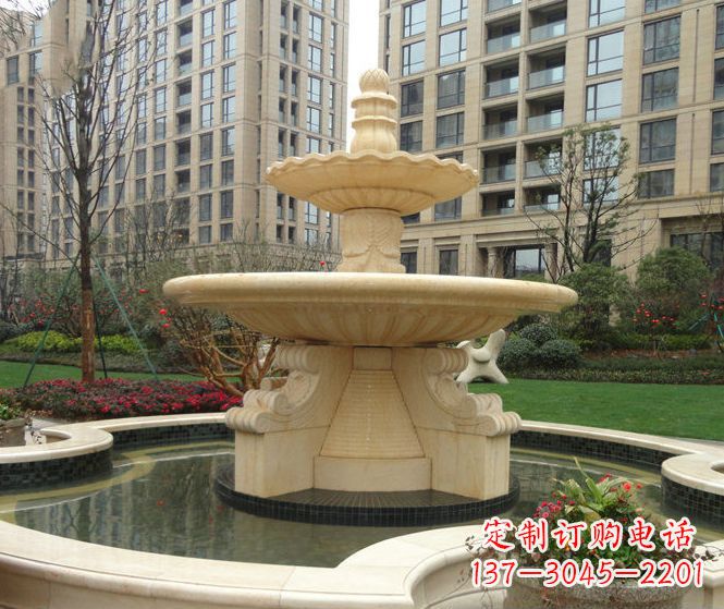 湖北小区景观晚霞红多层喷泉石雕 (3)